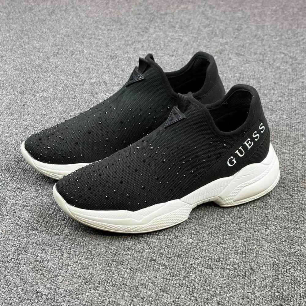 Guess Black Studded Slip On Stretch Sneakers Running‎ Shoes Women's Size 8 M
